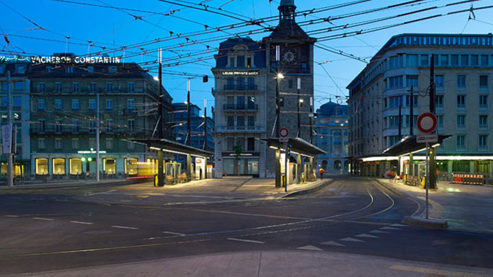 Площади в Женеве, освещенные световыми решениями Philips 